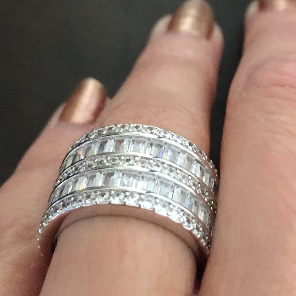 Sterling Silver Diamond Wide Ring - Picture 2 of 9